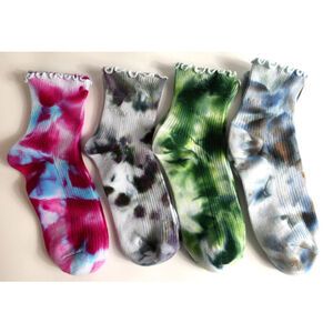 Hand-Dyed Tie-Dye Cotton Socks - Women's Size 5-8 (Set of 4)